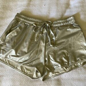 Metallic silver shorts